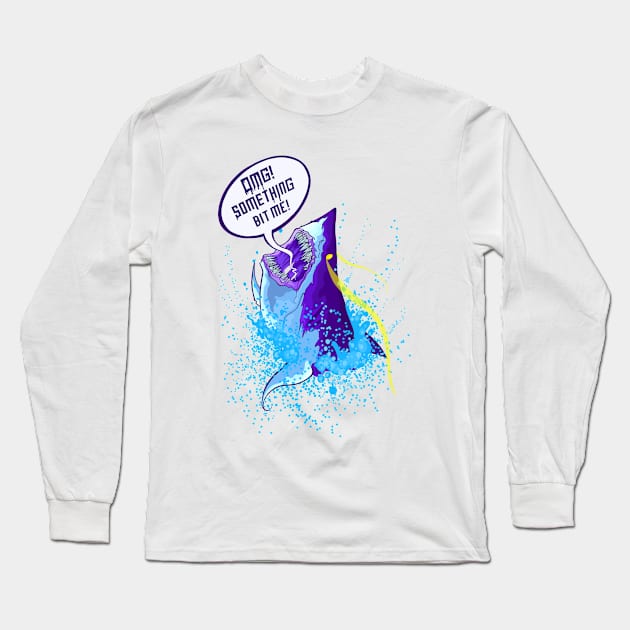 Cowardly Shark Karma Long Sleeve T-Shirt by leonlambyart